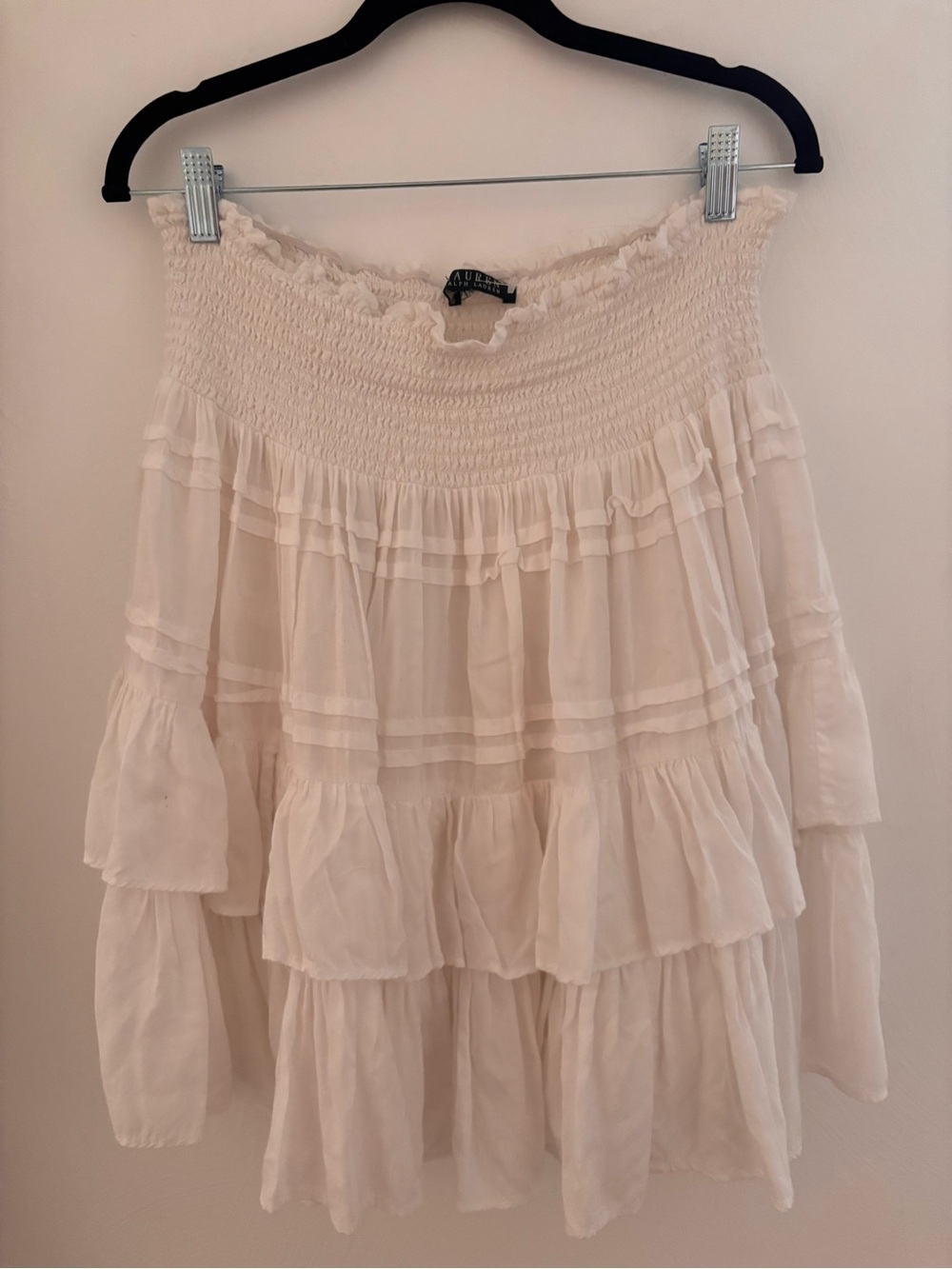 Ralph Lauren White Tiered Ruffle Skirt